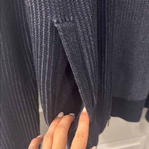 Navy Blue Ribbed Cardigan - Picture 2 of 3